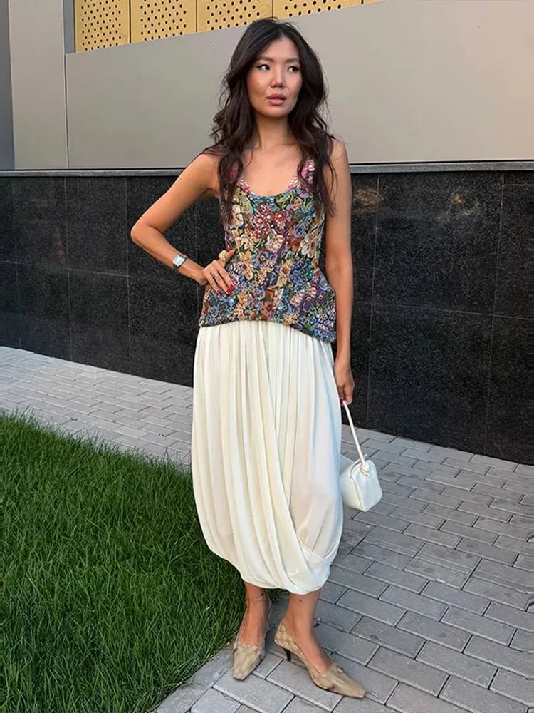 Floral impressão cami espartilho topo tiras finas u pescoço estruturado cintura pontiaguda bainha vintage 2026 primavera verão férias senhora chique topo