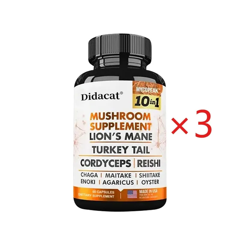 10x Mushroom Complex - Brain Nervous System Health and Memory Supplements Immunity Sleep Energy Mood Support
