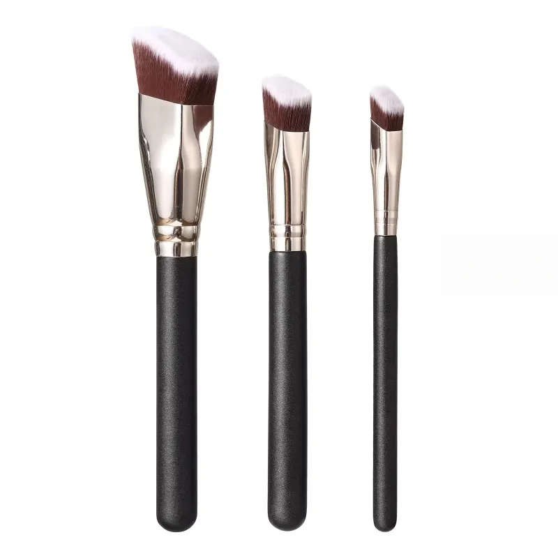 3 pçs conjunto de pincéis de maquiagem de base angular pincéis de maquiagem profissional para base líquida creme bb corretivo feminino ferramentas de beleza