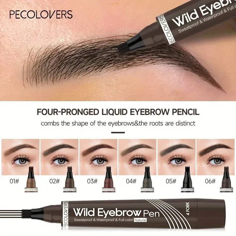 Lápis de sobrancelha natural à prova d'água 3 peças, maquiagem líquida fosca, duradoura, tatuagem de sobrancelha, cosméticos à prova de manchas