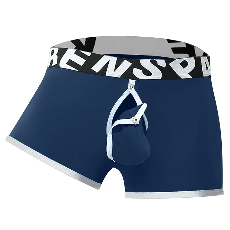 Mens Sexy Boxer Underwear Open Back Underpants Removable U Convex Pouch Panties Middle Waist Knickers
