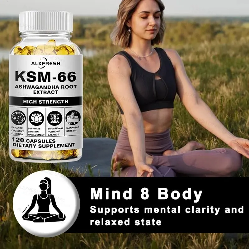 Ashwagandha 膠囊支持緩解壓力和情緒 深度睡眠 增加力量 耐力 肌肉生長和荷爾蒙平衡