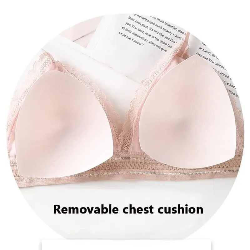 Lace Back Women Bra Set Without Steel Rims French Triangular Cup Comfortable Chest Covering Stretchable Skin Friendly Underwear