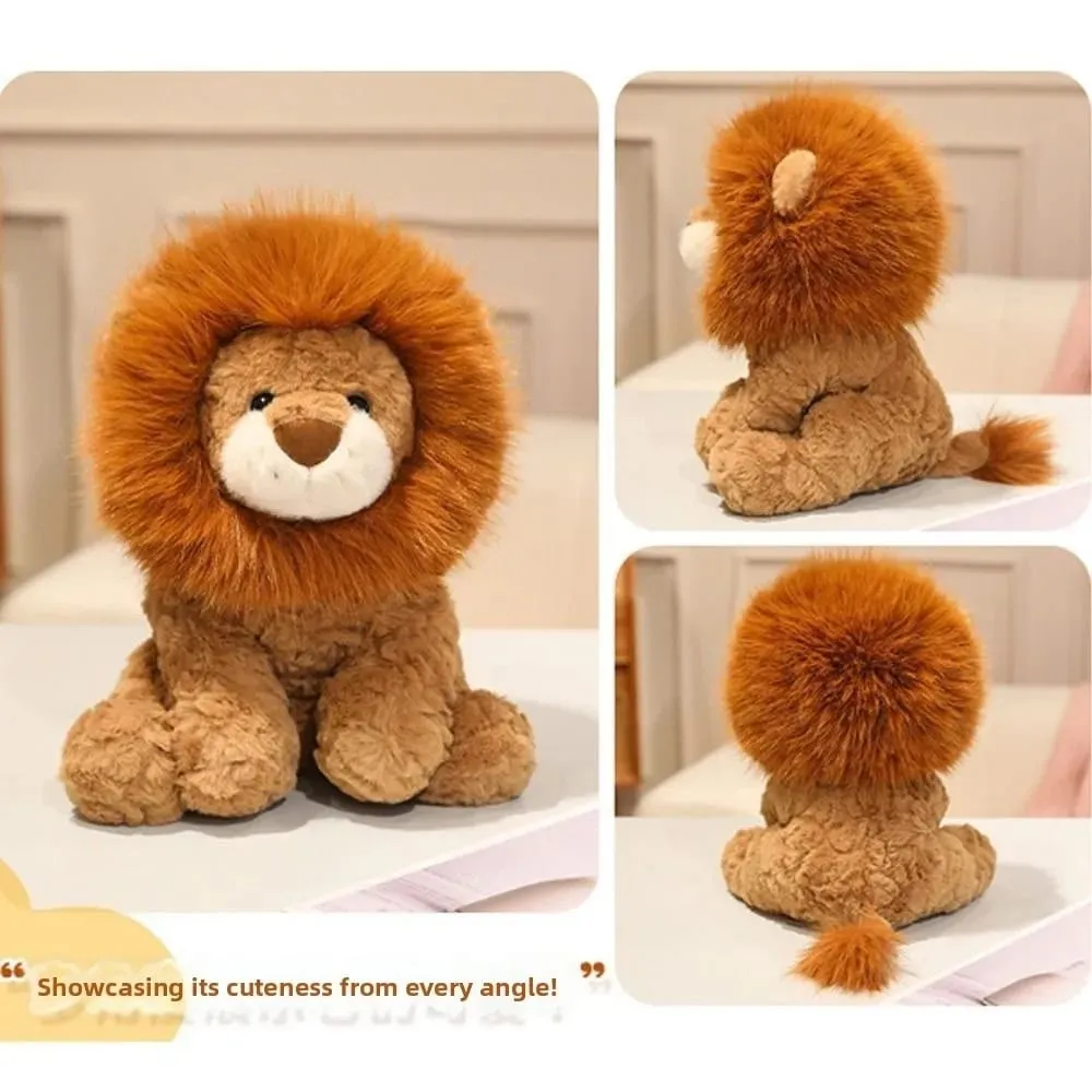 Presente criativo macio leão pelúcia animal travesseiro bonito apoio emocional animais de pelúcia brinquedo de pelúcia de 13.8 polegadas