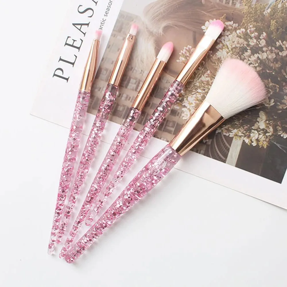 Conjunto de pincéis de maquiagem profissional 5 PCS compatível com sombra de sobrancelha - cerdas de nylon