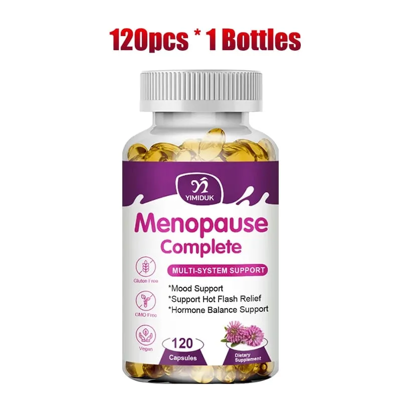 Compre 1 e ganhe 1 grátis! Suplemento completo para menopausa para alívio de ondas de calor, equilíbrio hormonal e humor, acalma desconforto articular vegano