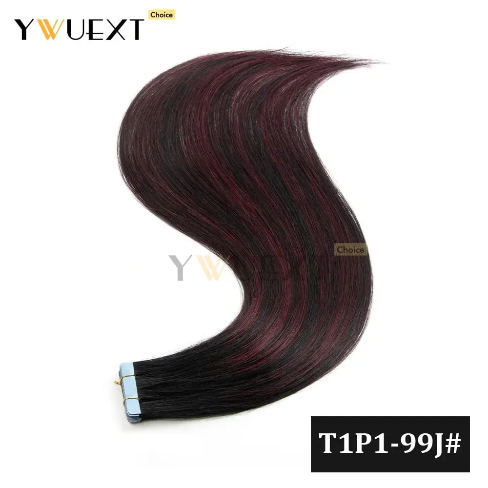 Fita de cores gradientes de 20 unidades/pacote em extensões de cabelo humano adicionam volume e comprimento para mulheres 30g 16-20 polegadas qualidade de salão de beleza YWUEXT