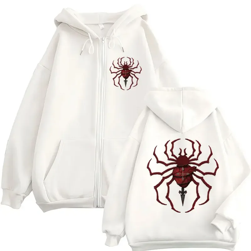Anime Hunter X Hunter Phantom Troupe Spider Logo Mikiny na zip Pánské mikiny s kapucí na zip Dlouhé rukávy Pulovry Bundy