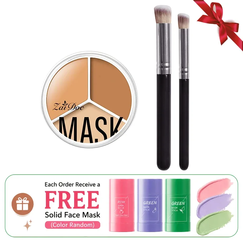 Zaidoc 3 cores paleta corretivo cobertura completa creme corretor de longa duração para acne círculos escuros sacos de olho maquiagem natural 15g cada