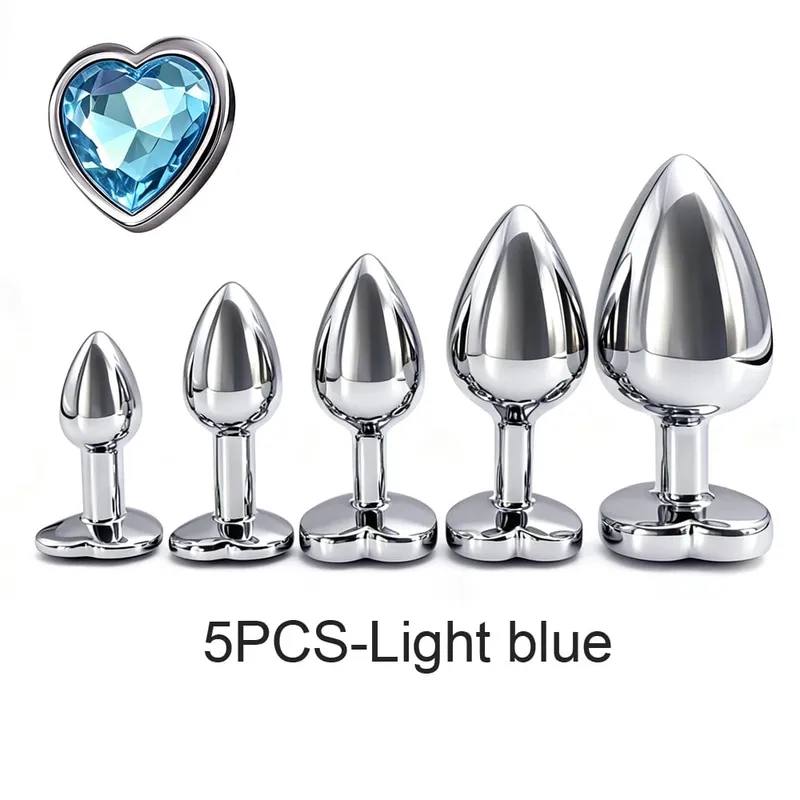 5 tamanhos de metal anal plug conjunto com base de coração suave massagem de próstata butt plug brinquedos sexuais para homens mulheres casais