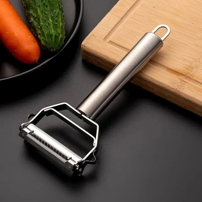 Descascador de vegetais de cozinha, plaina de melão, aço inoxidável, descascador de cabeça dupla, multifuncional doméstico, descascador de frutas e vegetais