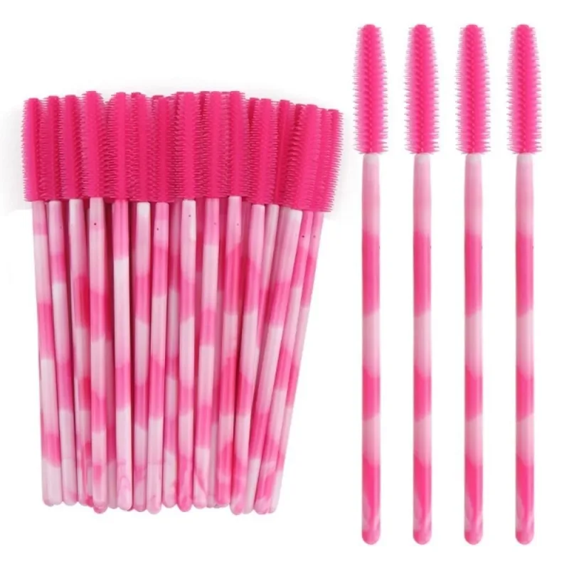 50 pçs pincéis de cílios descartáveis ​​ferramentas de maquiagem de silicone rímel varinha aplicador arco-íris cor microbrush sobrancelha pente menina