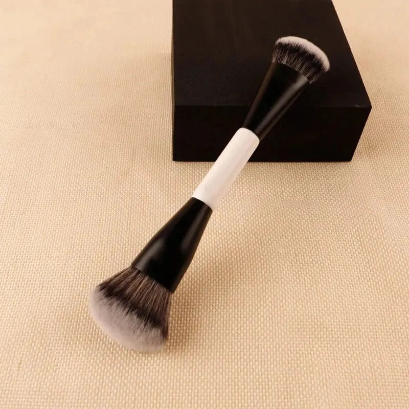 1pc dupla extremidade angular fundação pincéis de maquiagem multifuncional blush compõem escova madeira lidar com ferramenta cosmética mari f4
