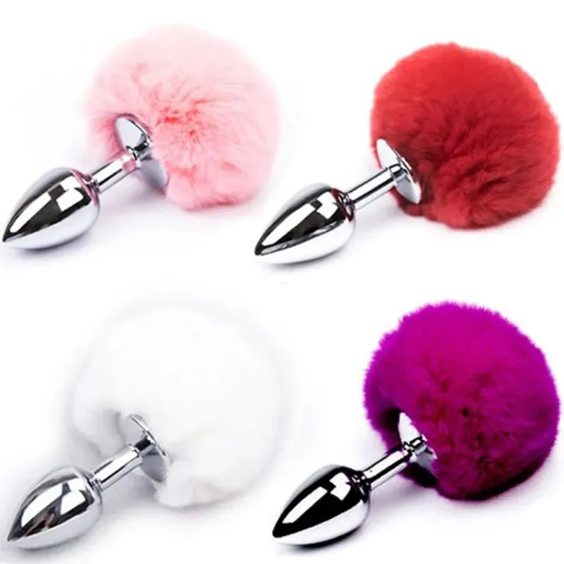 Plugue anal de aço inoxidável, cauda de coelho, vibrador erótico, plugue suave para bunda, ânus, sex shop, jogos adultos, brinquedos sexuais para mulheres