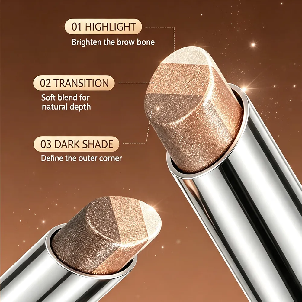 Sombra em bastão perolado gradiente em 3 cores, à prova d'água, brilho macio, brilho, aegyo sal, iluminador, sombra para os olhos, maquiagem