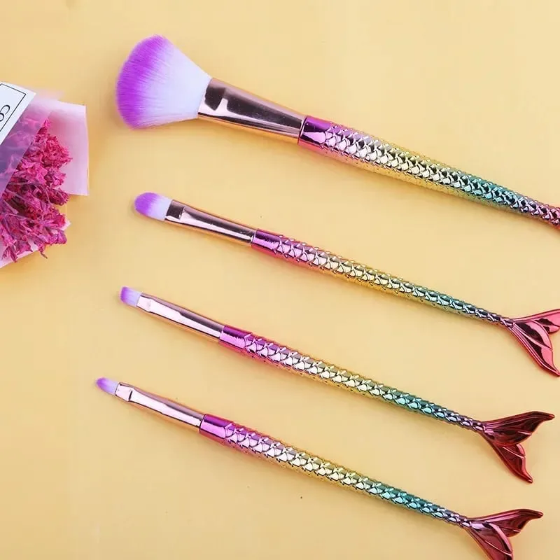 Conjunto de pincéis de maquiagem profissional sereia, 4 unidades, sombra, delineador, alta qualidade, ferramentas de pincel de maquiagem, sobrancelha, kit de ferramentas de beleza