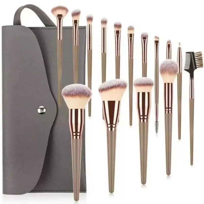 Conjunto de pincéis de maquiagem com saco, 15 peças, sombra, pó, base, lábios, ferramenta de beleza profissional, pincel de maquiagem