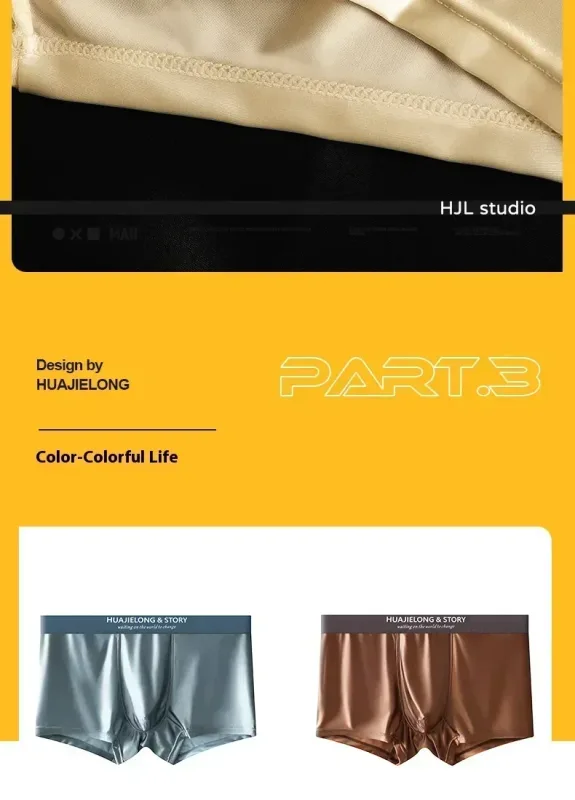 1/3 pçs masculino fresco gelo seda boxers shorts verão cetim-como sólida cuecas pele amigável malha respirável virilha roupa interior masculina