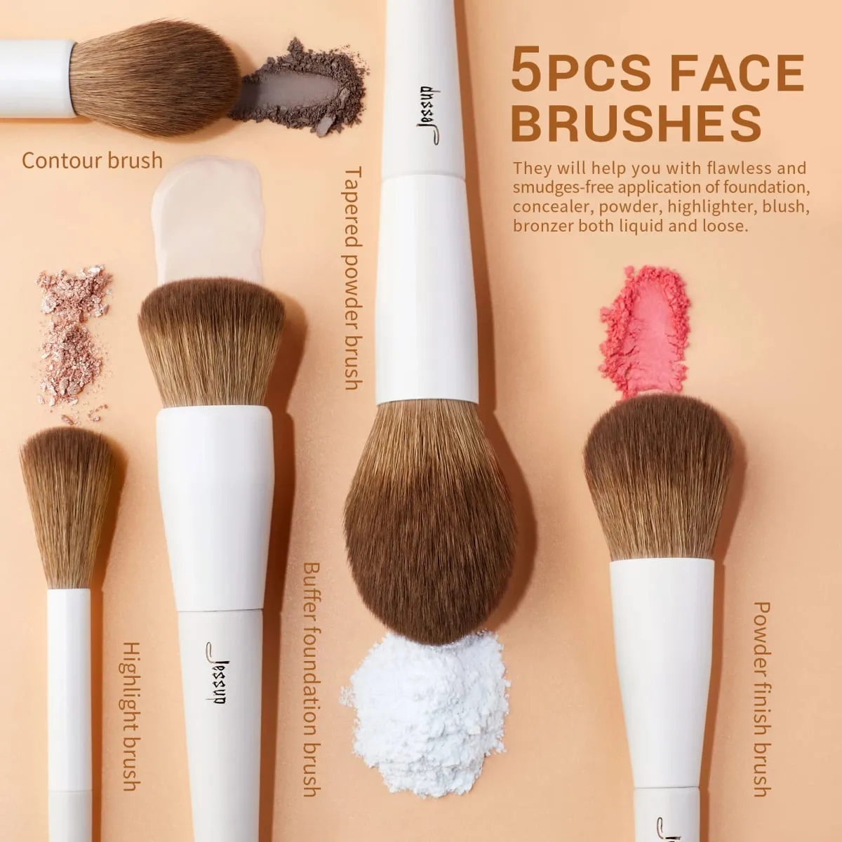 Jessup 14 pçs conjunto de escova de maquiagem profissional sintético macio fundação pó mistura sombra de olho contorno forro escovas kit t329
