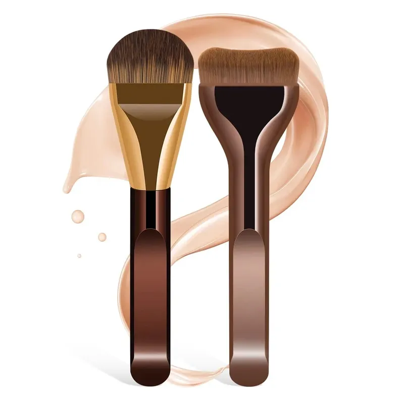 2 pçs pincéis de maquiagem fundação conjunto ultra fino máscara superior escova para creme líquido cosméticos mistura ferramenta beleza presente premium