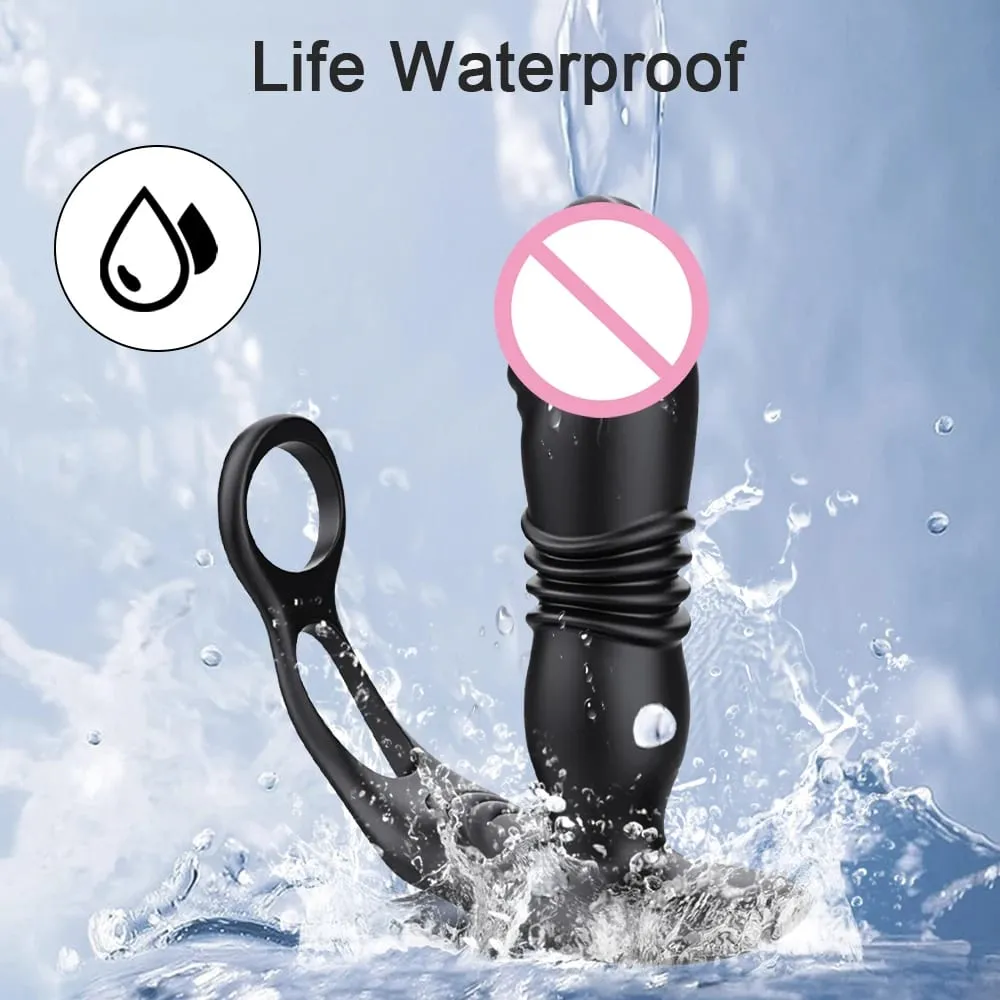 Empurrando Butt Plug para Homens Massageador de Próstata APP Vibrador Anal Telescópico Vibratório Anal Plug Estimulador de Próstata Brinquedo Sexual Homens