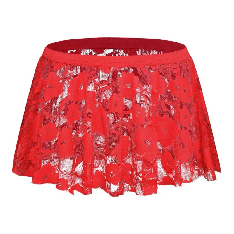 Saia de renda sólida masculina malha transparente para lingerie baixa para ascensão saias plissadas ver através bodycon inferior para festa à noite