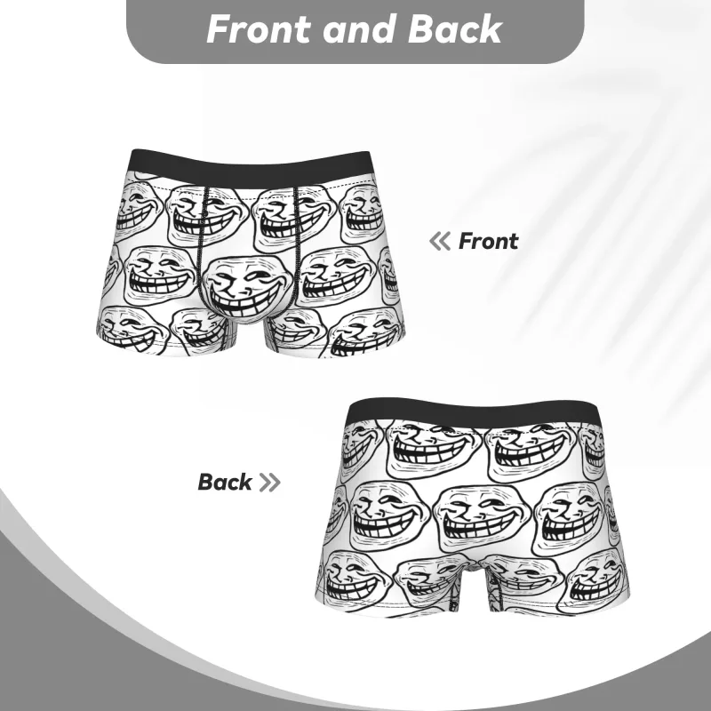 Rage comic trollfac tronco engraçado anime bolsa roupa interior venda quente padrão boxer breve confortável cuecas masculinas plus size