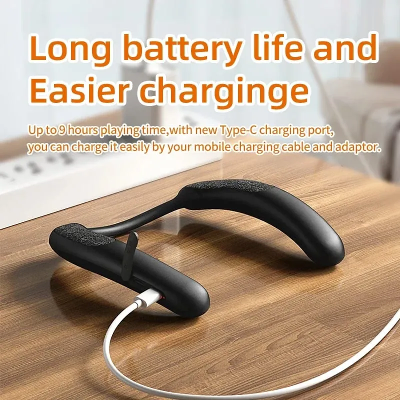 Rockmia EBS-910 novo alto-falante sem fio wearable neckband bluetooth 5.3 código aac verdadeira caixa de música estéreo sem fio slot para cartão tf tipo c