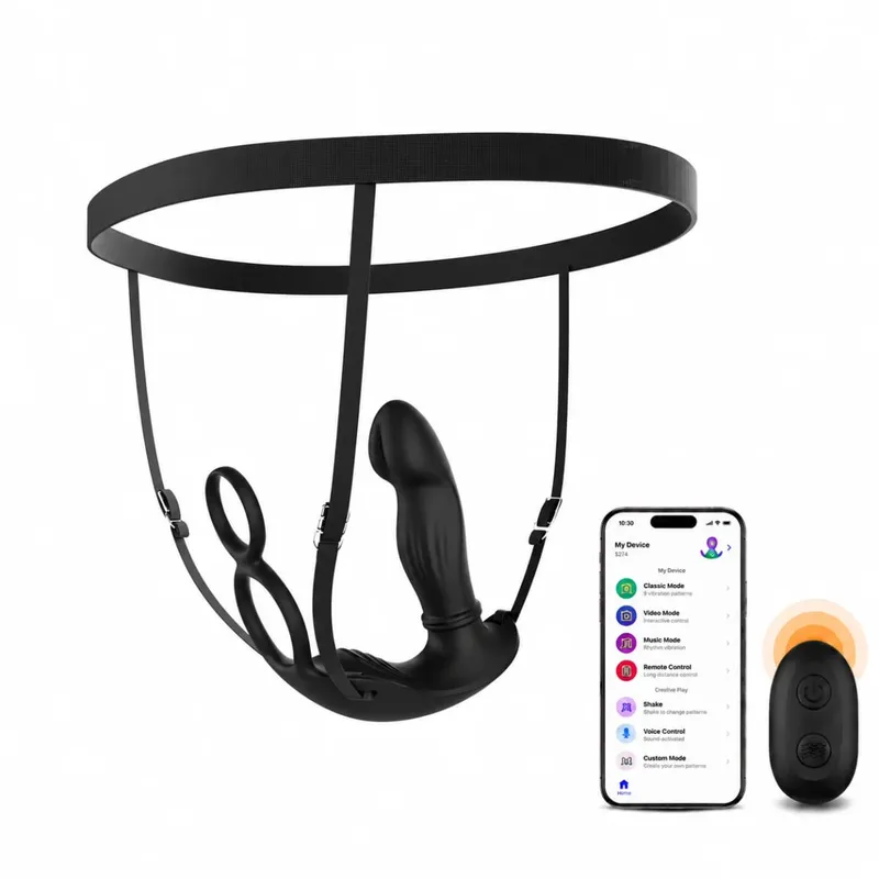 Wearable Thrusting Prostate Massager Anal Vibrator Strap On Vibrating Cock Ring Remote APP Control Silicone Anal Toys for Men