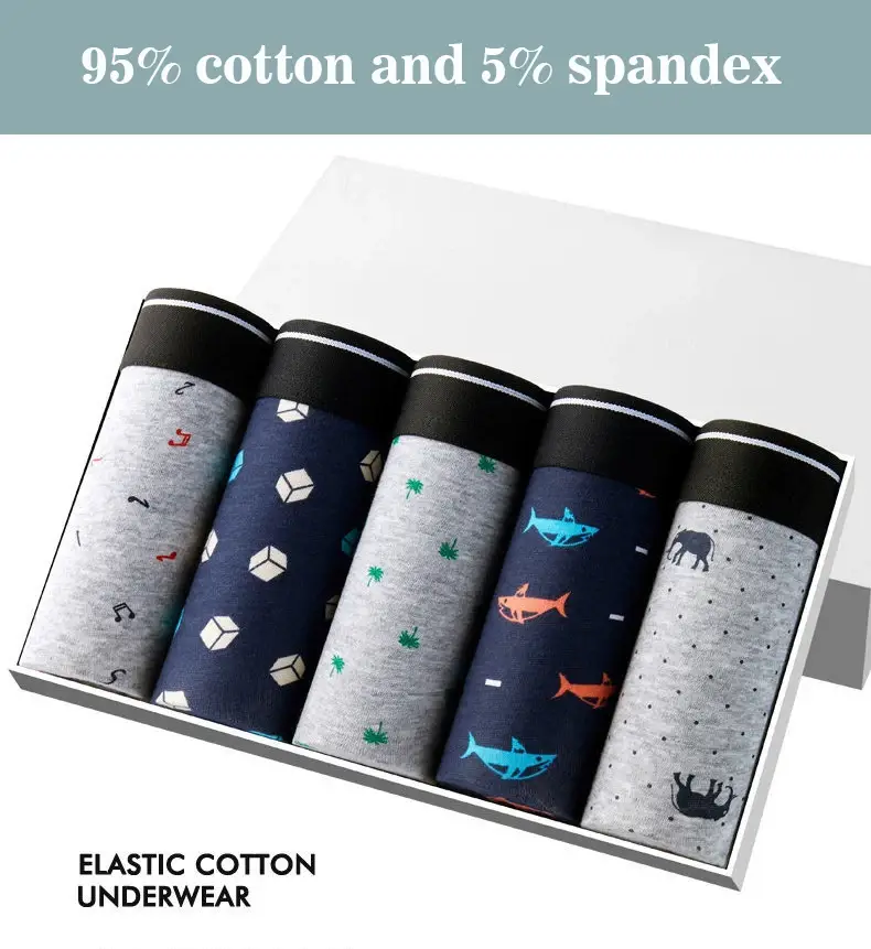 4Pcs/Lot Boxer Shorts Men Underwear Cotton Underpants Comfortable Breathable Male Trunk U Convex Print Panties High Quality