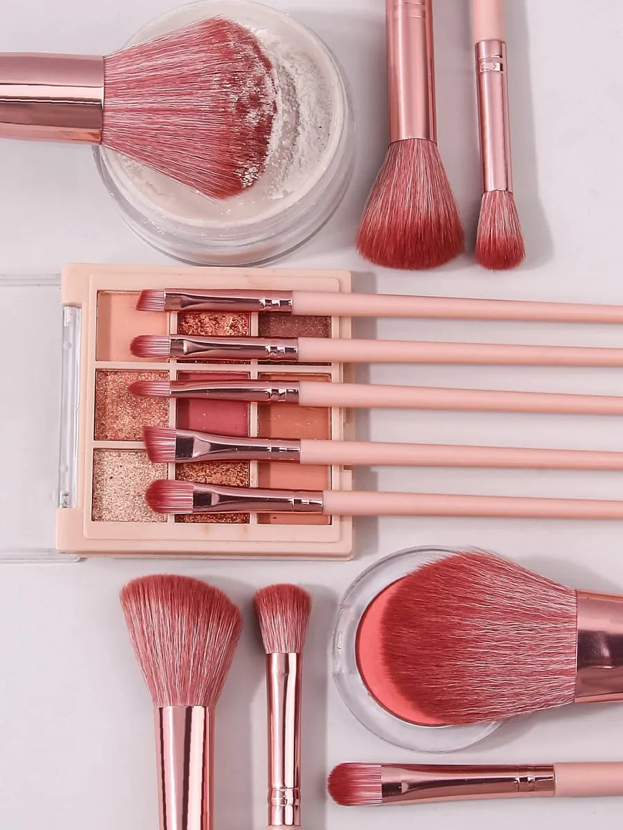 13Pcs Makeup Brush Set Comes With a Portable Envelope Makeup Brush Bag Blush Loose Powder and Eyeliner Brushes