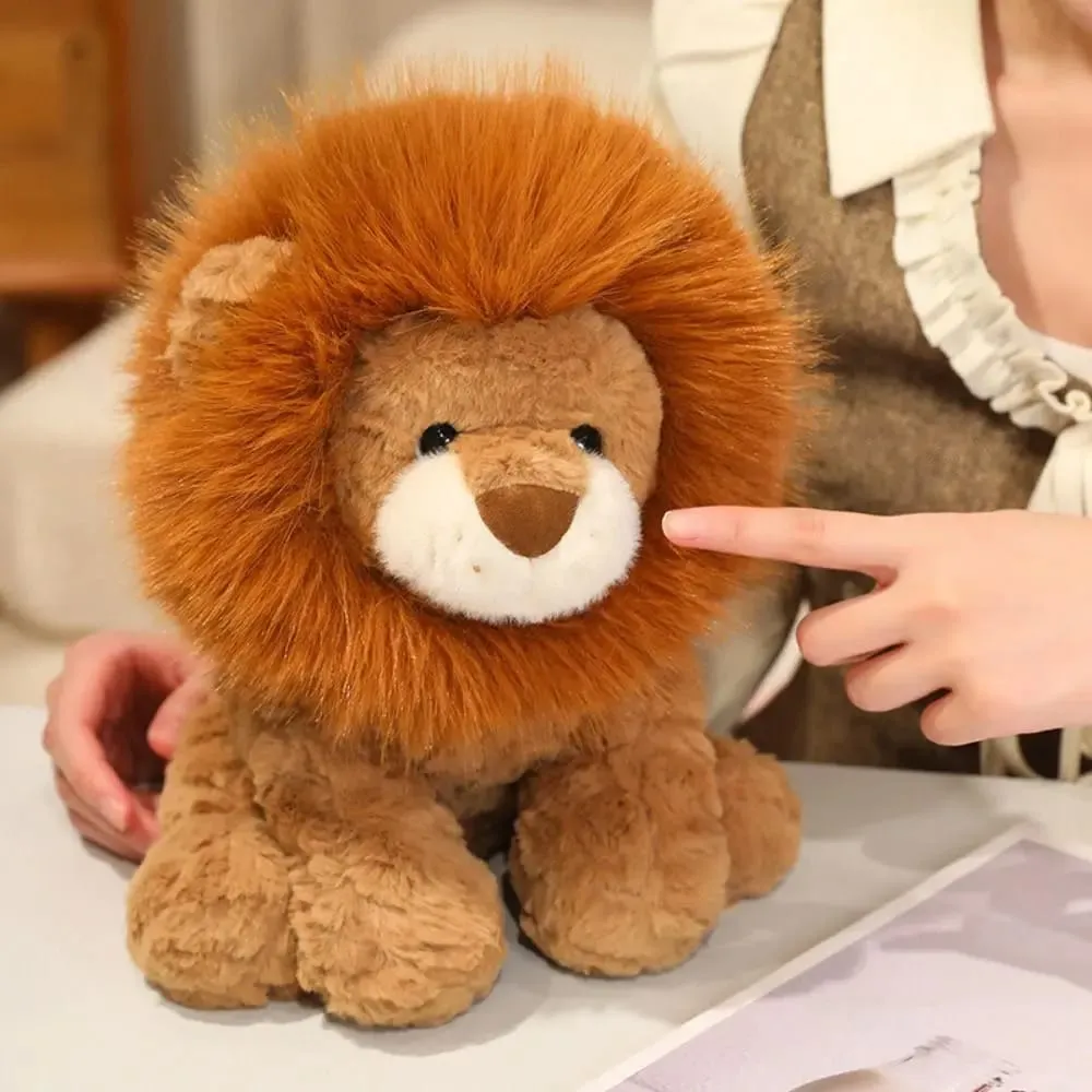 Presente criativo macio leão pelúcia animal travesseiro bonito apoio emocional animais de pelúcia brinquedo de pelúcia de 13.8 polegadas