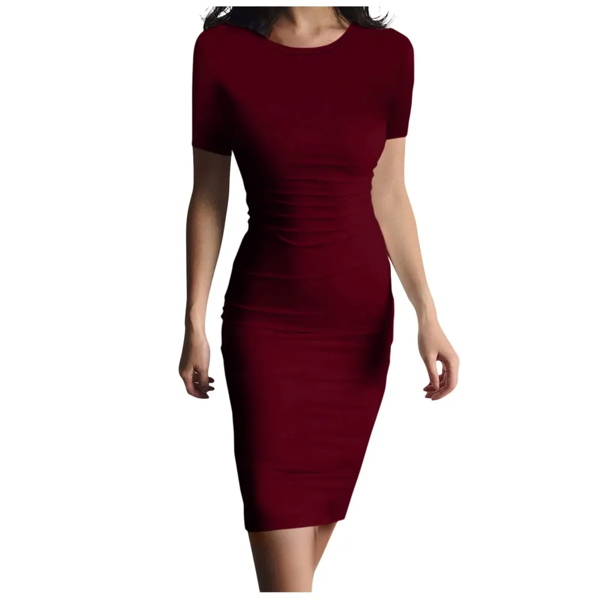 Vestido de verão de alta estiramento tanque robe sólido manga curta casual magro longo lápis vestido feminino sexy maxi vestido elegante fino