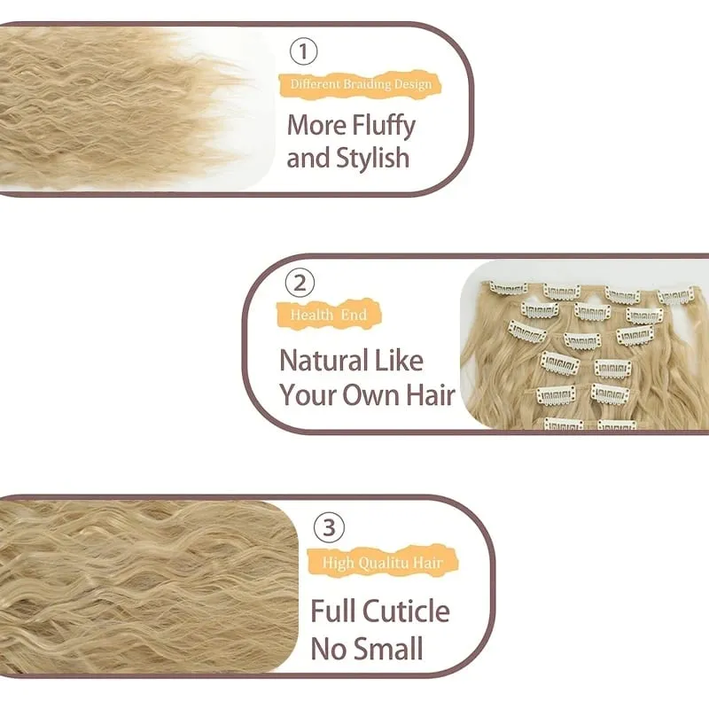 24 polegadas 16 clipe preto natural diário longo encaracolado extensões de cabelo conjunto de sete peças para mulheres