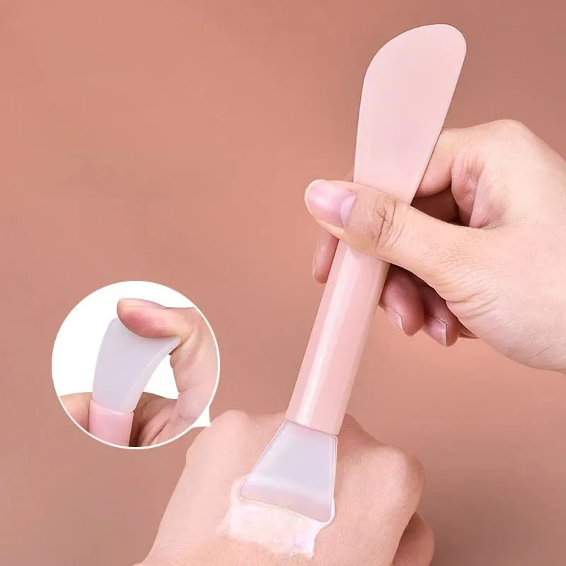 Dual-use DIY Mud Film Brushes Knife Type Flat Head Silicone Plastic Facial Mask Brushes Silicone Film Adjusting Rod Beauty Tools