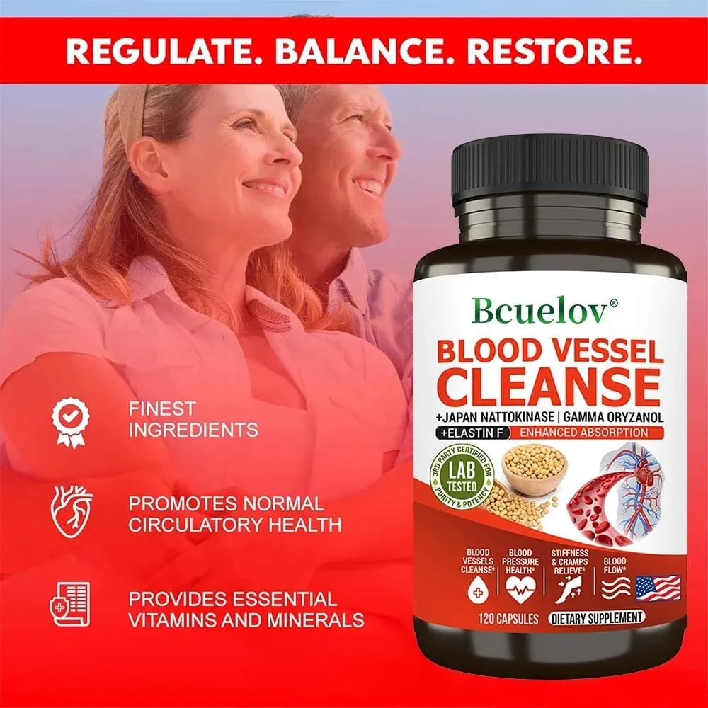 Suplemento de Limpeza Vascular - Aumenta a Absorção, Dissolução, Circulação Sanguínea - Flexibilidade e Elasticidade Circulação