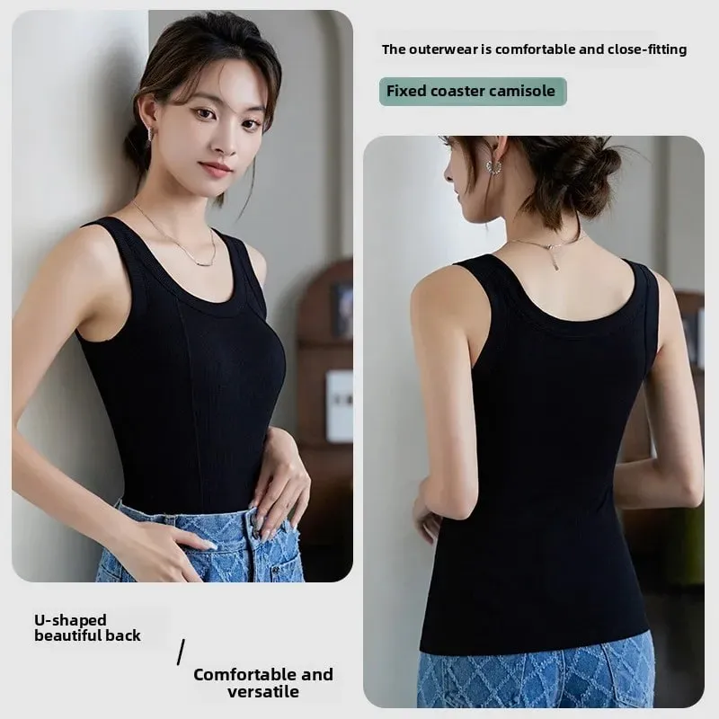 M-4XL para 45-105kg algodão rosqueado plus size camisola com sutiã embutido para mulher modal sem costura roupa interior regatas
