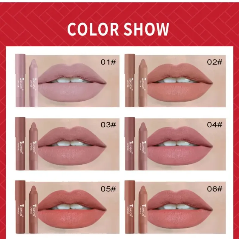 Matte Lipstick Easy Coloring Non-Stick Cup Long-Lasting Comfortable Wear Lip Makeup for Women