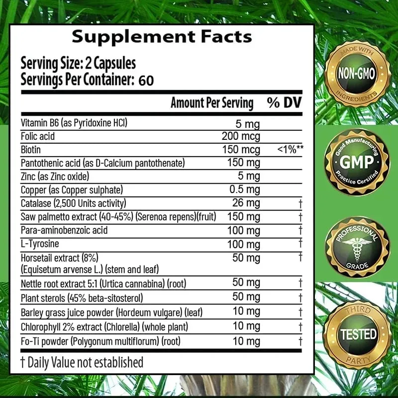 Didacat Advanced DHT Blocker Hair Growth Supplement for Hereditary Thinning Hair - for Men and Women Hair Loss