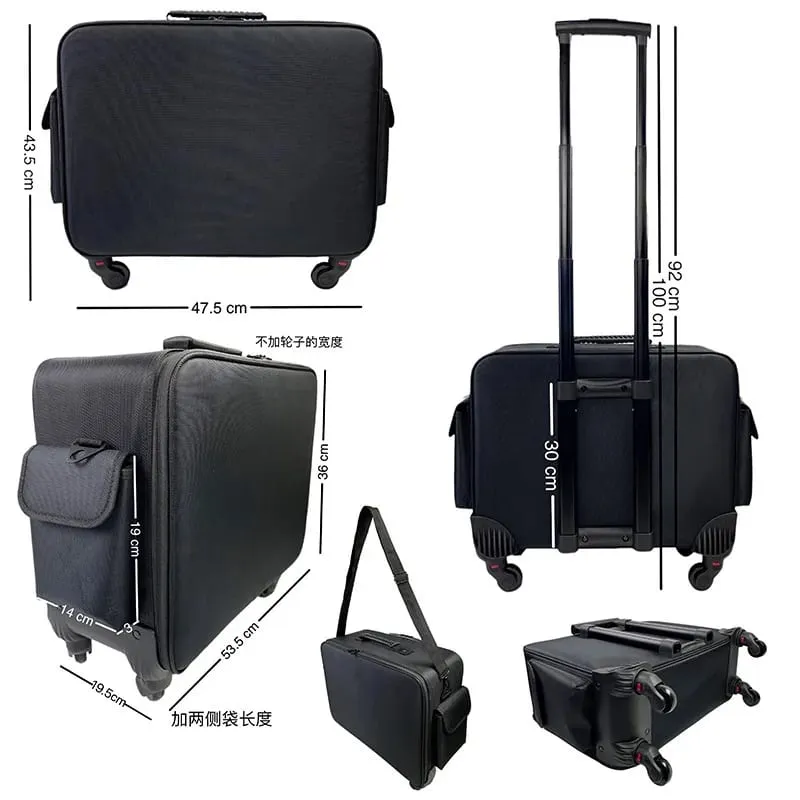 Large Capacity Makeup Trolley Case Multifunctional Oxford PU Satchel Rolling Tool Box for Beauty Nail Art Tattoo Fashion Luggage
