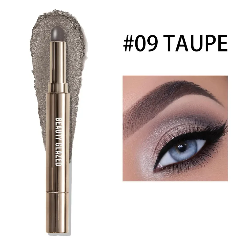 10 cores dupla extremidade sombra de olho vara com esponja escova perolada duradoura sombra caneta contorno portátil maquiagem cosméticos