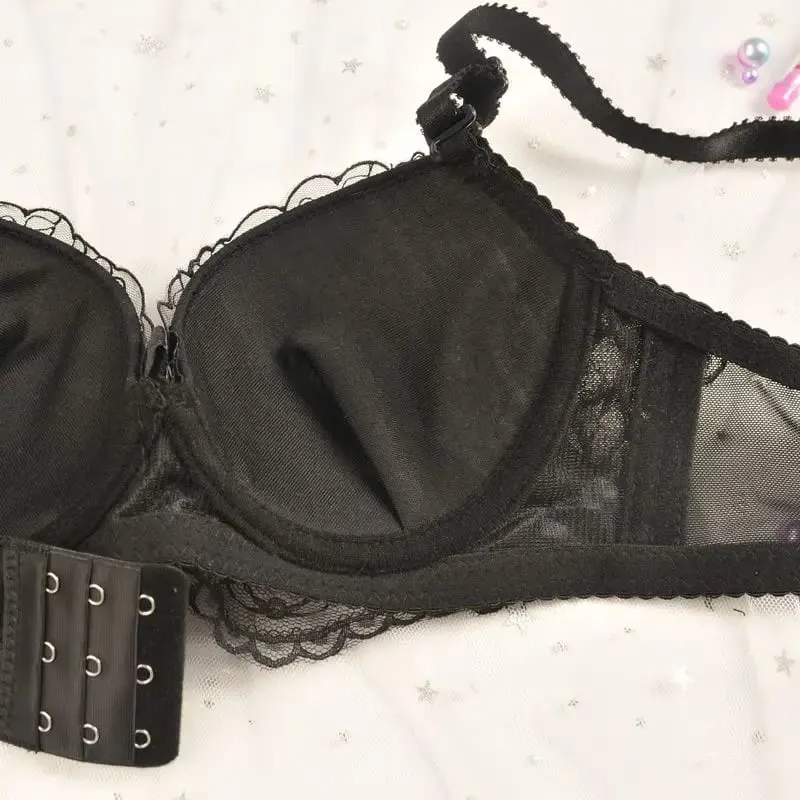 Conjunto de lingerie sexy renda flor confortável macio underwire push up sutiã e calcinha ab cuptwo-piece moda íntima estilo coreano