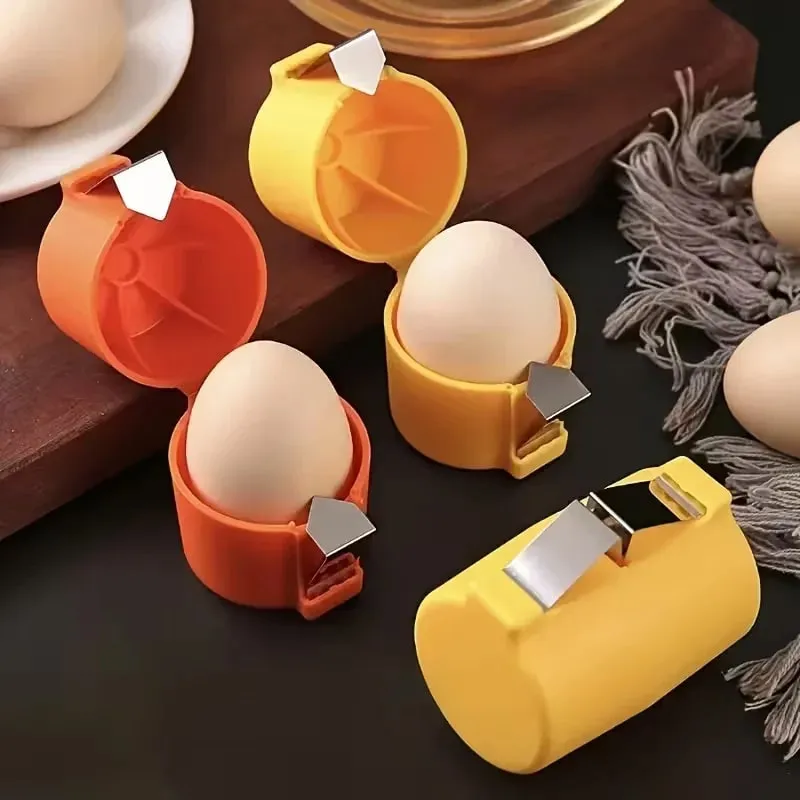 Separador e descascador de ovos, 2 peças, manual rápido e fácil, com lâminas, base antiderrapante, design compacto para cozinhar em casa