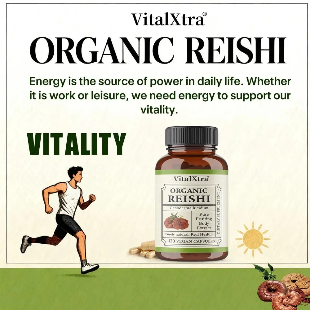 Cápsulas de cogumelo Reishi 1000 mg Ganoderma Lucidum apoia a saúde imunológica, relaxamento, sono e energia natural, vegano, não transgênico