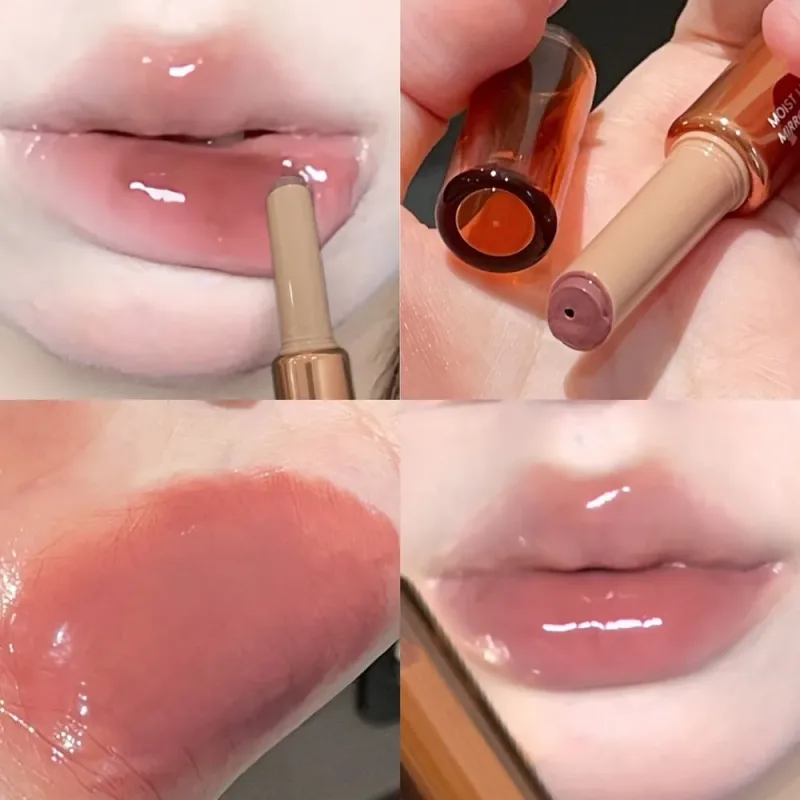 Espelho de vidro sólido lábio esmalte água luz flash batom hidratar matiz lábio óleo bálsamo imprensa batom cosméticos