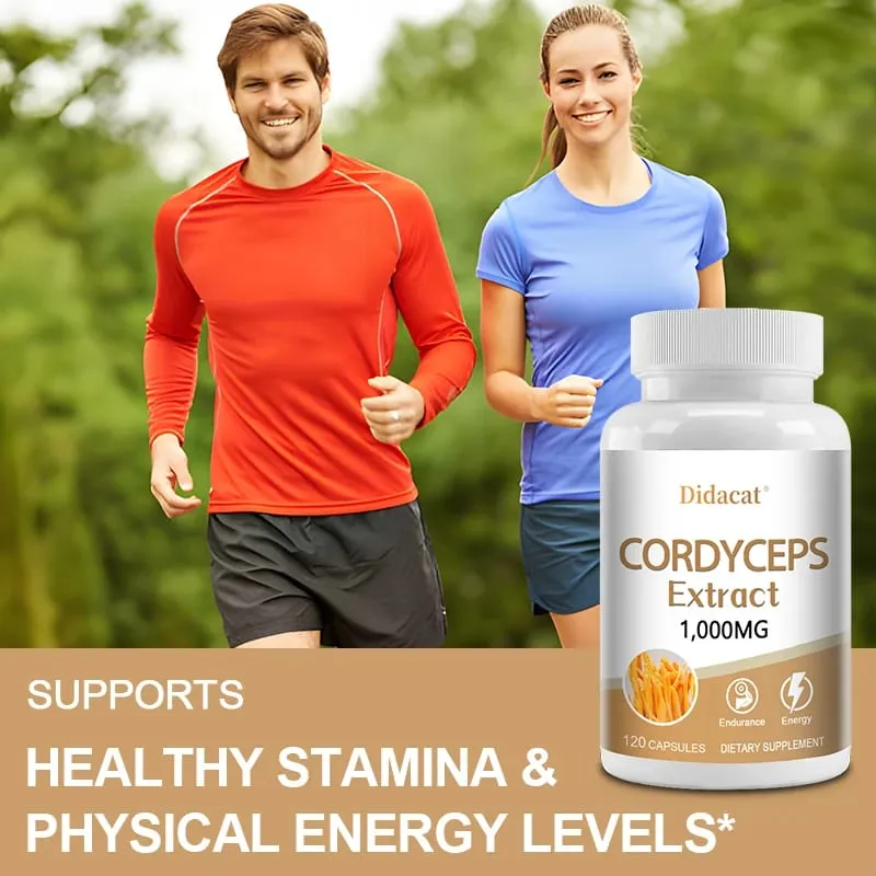 Cordyceps Mushroom Capsules (Cordyceps Sinensis) 1000mg Energy Supplements Support Immune & Brain Function Health NON-GMO — image 2