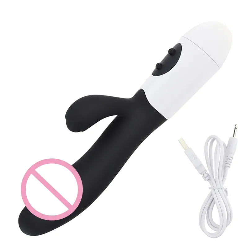 Coelho realista vibrador duplo vibrador g-ponto estimulação do clitóris massageador poderoso vibratório vagina masturbador brinquedo sexual feminino