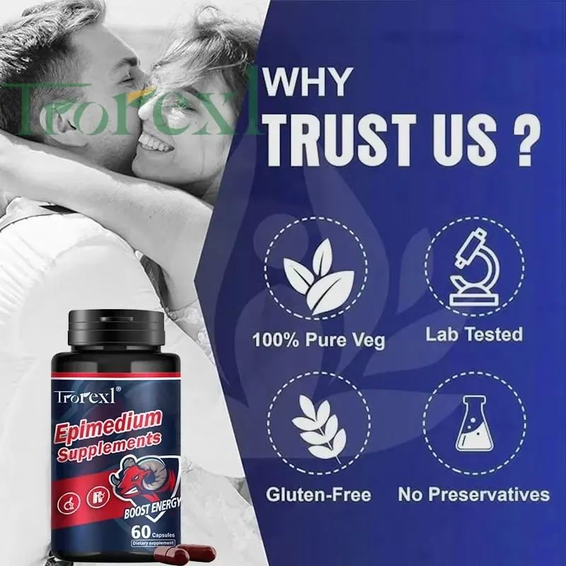 Suplemento masculino de resistência e energia para tumescência, complexo Eleuthero Root Wolfberry Epimedium