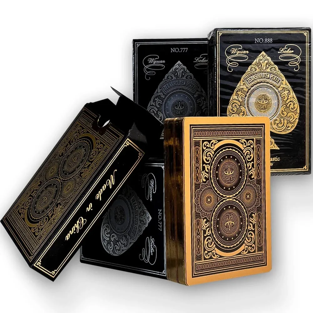 Cartas de jogo de pôquer duráveis, à prova d'água, de plástico pvc, borda dourada, prateada, grande personagem, baralho de cartas para festas