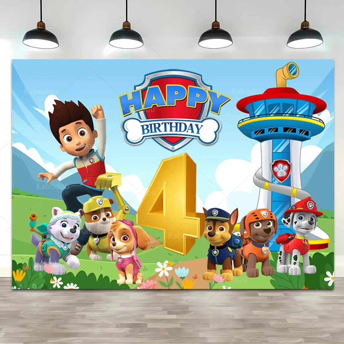 Pano de fundo personalizado para crianças, nome da idade, patrulha pata, menino, 1º, 2º, 3º aniversário, decoração de fundo, faixa de cachorro, pôster, estúdio de fotos